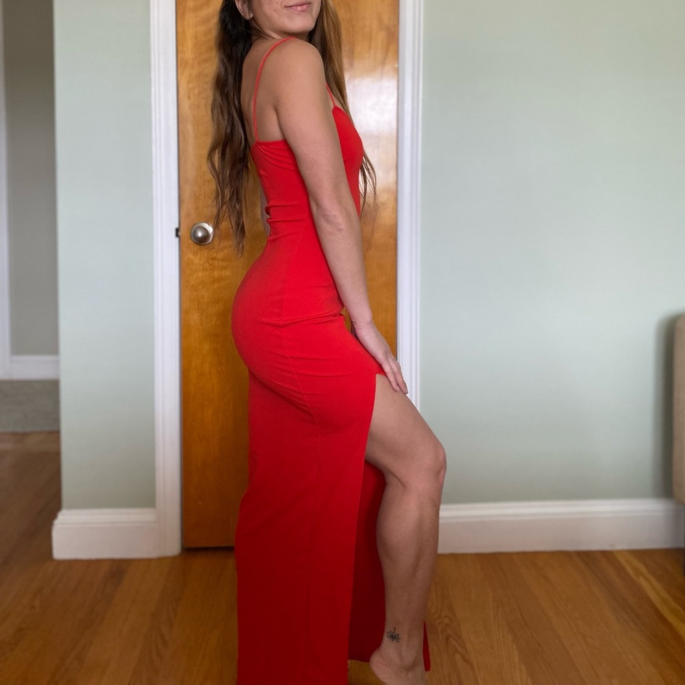 Red Maxi Slit Dress